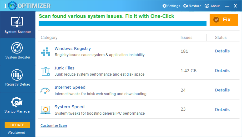 10 Optimizer - Faster & Cleaner PC